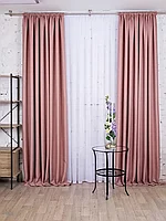 Комплект штор блэкаут рогожка на шторной ленте 16Т. Пыльная роза