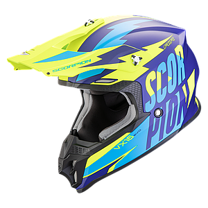 Шлем SCORPION EXO VX-16 EVO AIR Slanter Matte Blue-Fluorescent Yellow S