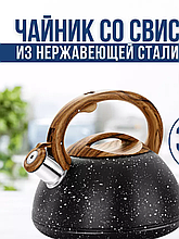 Чайник со свистком из нержавеющей стали 3л CHM-305BL