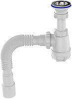 Сифон бутылочный белый S1015-35-MR с мет.реш. 1 1/4"х40 с гибк.тр. 40х40/50 Aquant