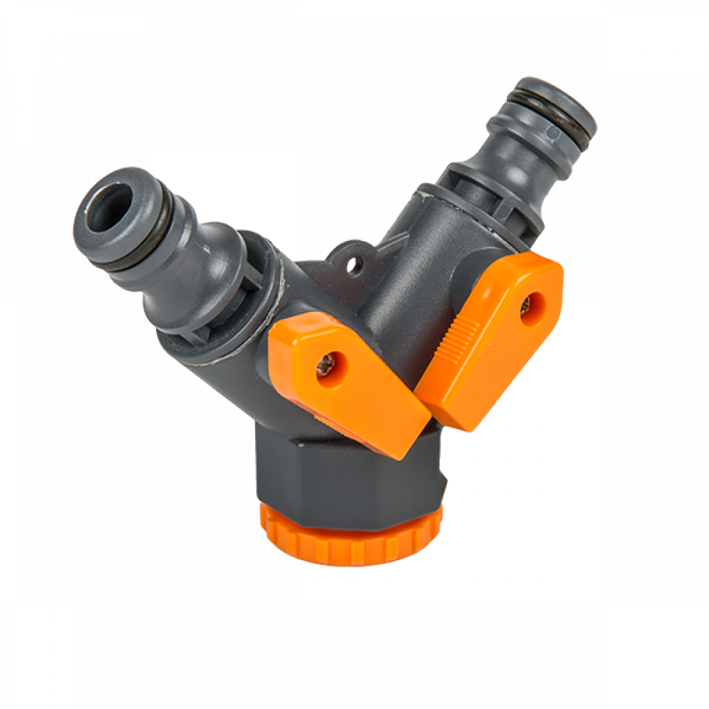 Разветвитель 2-х канальный ВР 3/4" / 1" с кранами, GREENPUMP YM5002A