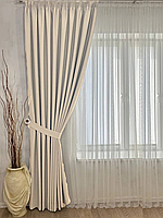 Комплект штор блэкаут на шторной ленте 35.Светло-бежевый