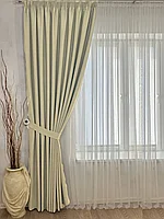 Комплект штор блэкаут на шторной ленте 54. Шампань
