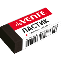 Ластик "deVENTE. Black" синтетический каучук, прямоугольный черный, 39,5x17,5x11,5 мм, с держателем