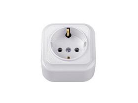 Розетка 1-ая (открытая, с/з) белая, Вариант, Bylectrica