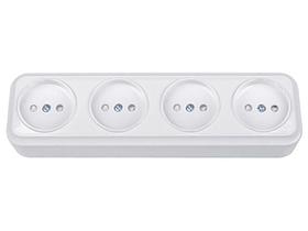 Розетка 4-ая (открытая, б/з, з/ш) белая, Вариант, Bylectrica