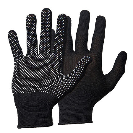 Перчатки рабочие, нейлоновые с ПВХ черные