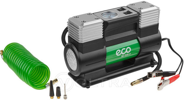 Компрессор автомобильный ECO AE-028-2 (12 В, 280 Вт, 70 л/мин, 2 цилиндра, 10 бар (манометр 7 бар),