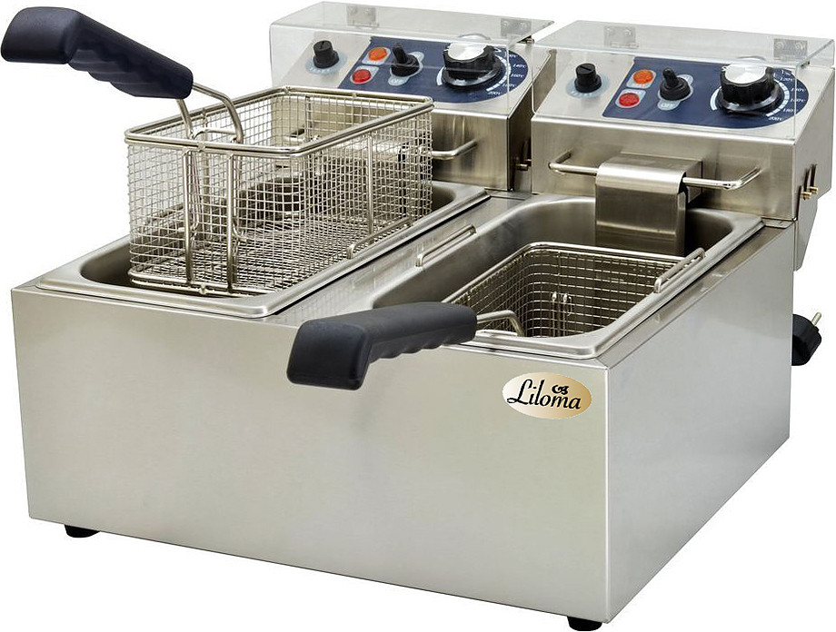 Фритюрница LILOMA FLT 4+4 (420x430x290 мм, 220В, 4 кВт, объем 4+4 литра, 60-200°С, пластиковая защитная крышк)
