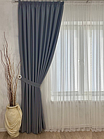 Комплект штор блэкаут на шторной ленте 21. Графит