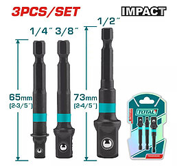 Набор переходников шестигранник 1/4 на квадрат TOTAL (3 шт) TAC273651