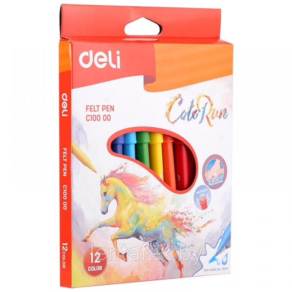 Фломастеры Deli Фломастеры Deli "Color Run", смываемые, 12цв. Цена указана без учета НДС 20%