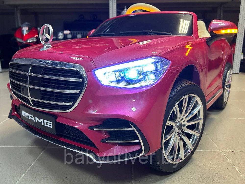 Детский электромобиль RiverToys М333БХ (розовый глянец) Mercedes Лицензия Полный привод