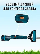 Триммер аккумуляторный бесщеточный (2 АКБ 6 А/ч, нож/леска, наклонный редуктор, телеск. штанга, колеса), фото 3