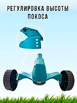 Триммер аккумуляторный бесщеточный (2 АКБ 6 А/ч, нож/леска, наклонный редуктор, телеск. штанга, колеса), фото 2