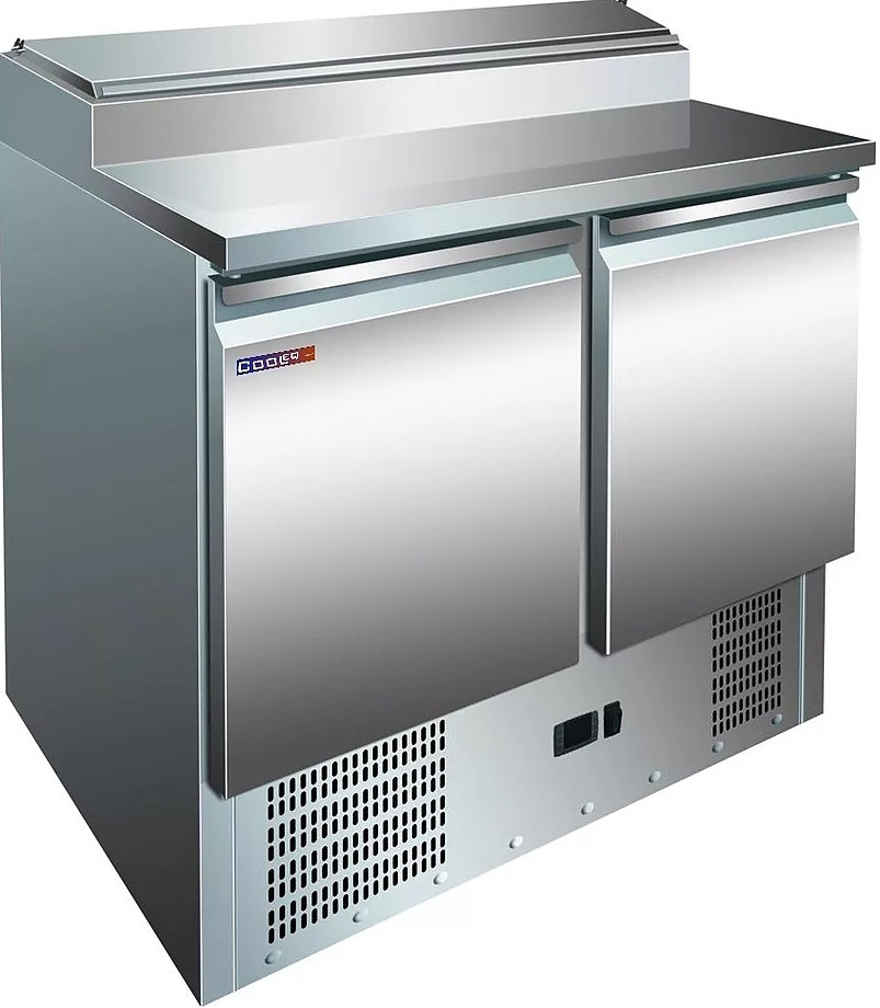 СТОЛ ДЛЯ ПИЦЦЫ COOLEQ PS200 с нерж.стол (900x700x1010мм; 220В,0,2кВт; 257л; +2/+8, 2 двери (для 5хGN1/6-200)