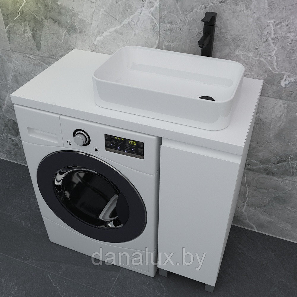 Тумба со столешницей Дана Лидер Топ 85 (цвет белый) с дверцей (петли справа)