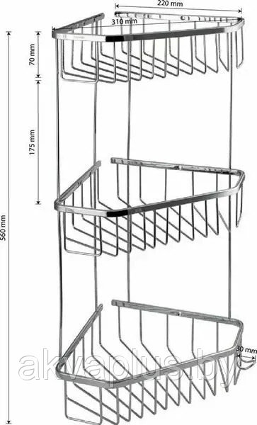 Полочка угловая тройная трапеция 22 см САНАКС 75045