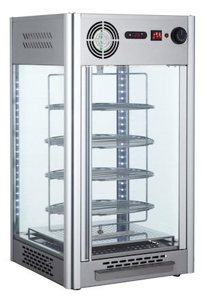 Витрина тепловая для пиццы AIRHOT HW-108 (470х470х870мм, 220В, 1,2кВт, 4 вращающиеся полки, диаметр 355мм)