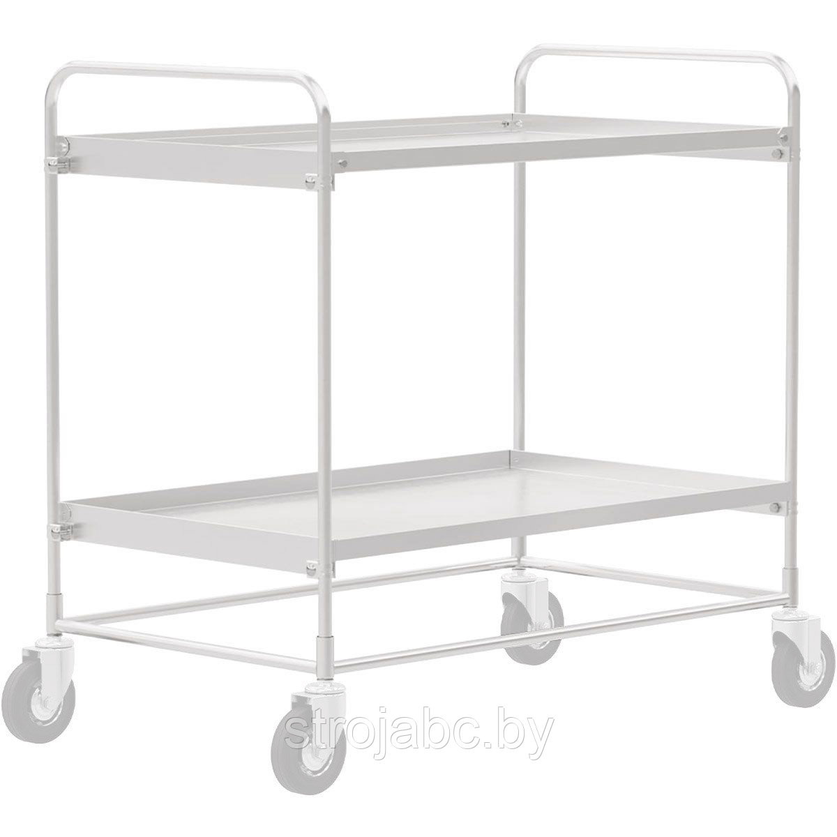Тележка четырёхколёсная сервисная двух ярусная из нержавеющей стали СТ НЖ 2 (600х900)