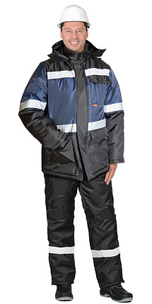 Куртка СИРИУС-ТЕРМИНАЛ зимняя, темно-синяя с черным и СОП, фото 2