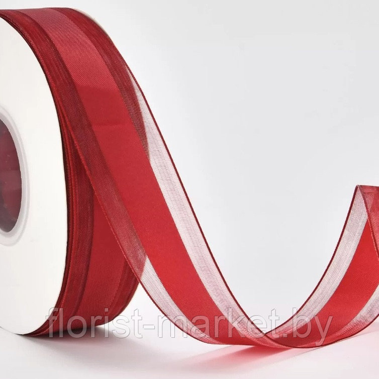 Лента "Лили", полиэстер, 25 мм*40 ярд, винный