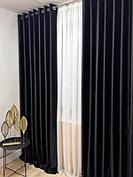 Комплект штор бархат на люверсах 42. Черный