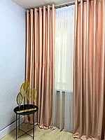 Комплект штор бархат на люверсах 6. Персиковый