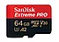Карта памяти MicroSD 64GB - SanDisk Extreme PRO, Class10 UHS-I (U3) A2 V30, 200/90 Mb/s, с адаптером в SD, фото 2