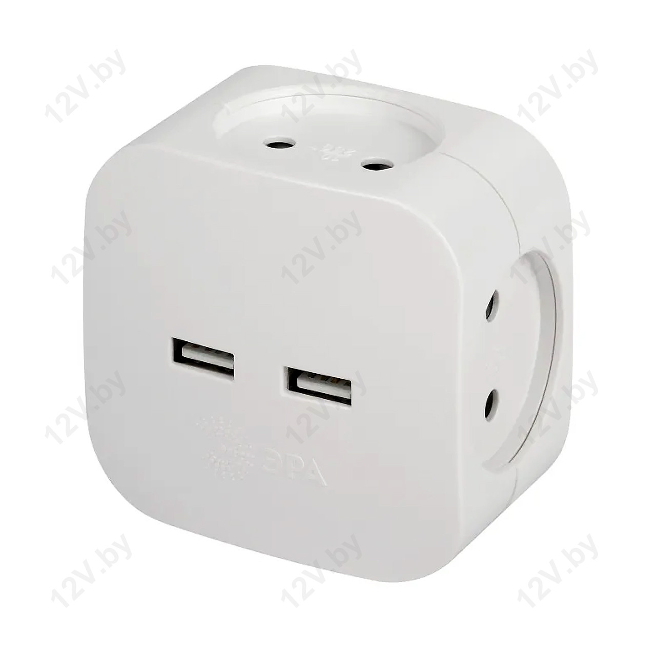 Разветвитель на 4 розетки 220V + 2xUSB 2400mA, 10А, белый
