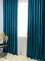Комплект штор бархат на ленте А-17. Бирюзовый