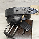Кожаный ремень 4,5см BUFFALO BELTS черный (цветная прошивка), фото 9