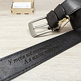 Кожаный ремень 4,5см BUFFALO BELTS черный прошитый, фото 10