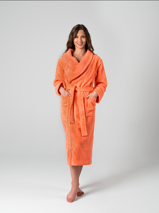 Махровый женский халат Оранжевый