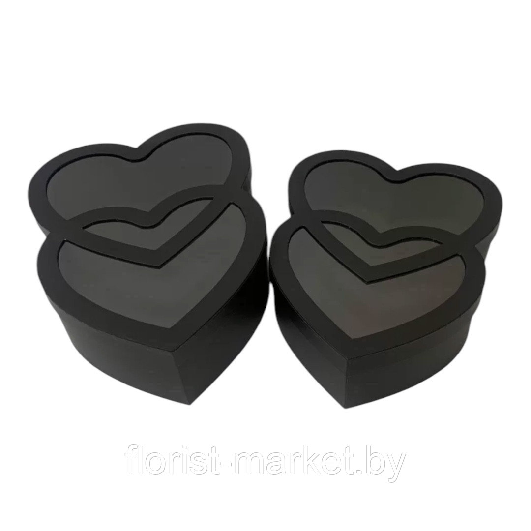 Набор коробок "Сердца", 33,5, 30,5 см, 2 шт., черный