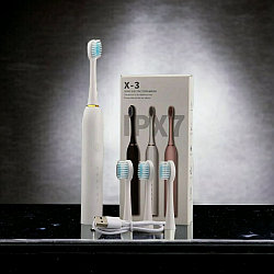 Электрическая зубная щётка Sonic toothbrush x-3. Щетка с 4 насадками