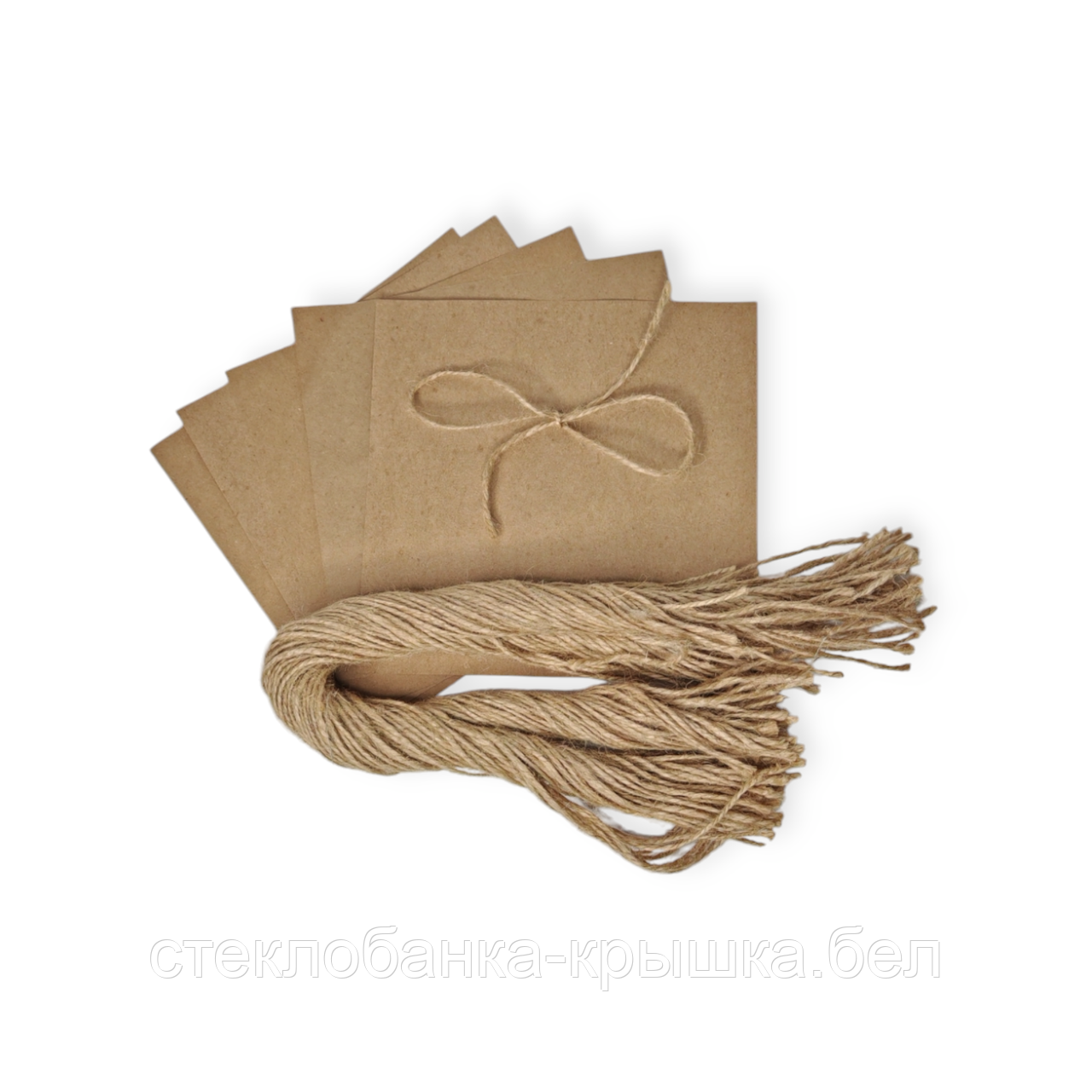 Крафт бумага лист 16х16 см с бечевкой, 5шт