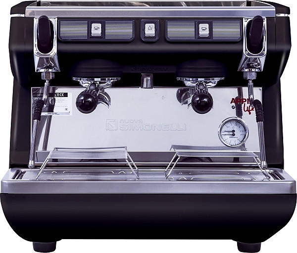 КОФЕМАШИНА РОЖКОВАЯ NUOVA SIMONELLI APPIA LIFE COMPACT 2GR S 220V ВЫСОКАЯ ГРУППА ПОЛУАВТОМАТ ЧЕРНАЯ