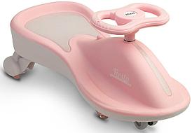 Гравитационная машинка каталка, толокар, пушкар Toyz Fiesta светящиеся PU колеса Pink