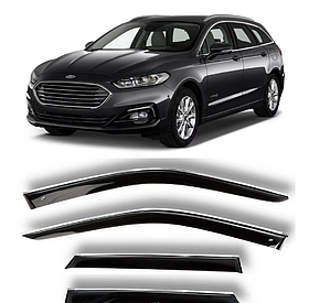 Дефлекторы боковых окон (с хром. молдингом) для Ford Mondeo универсал (2014-2018)