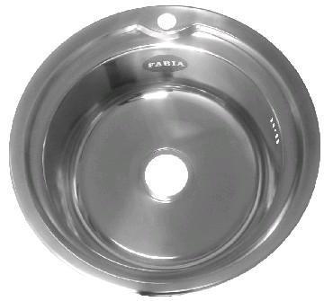 Кухонная мойка врезная из нержавеющей стали FABIA 051 круглая + большой сифон с переливом