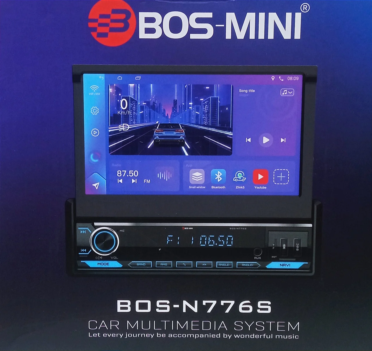 Автомагнитола Bos-Mini BOS-N776S DSP Android/2+32GB Выездной экран