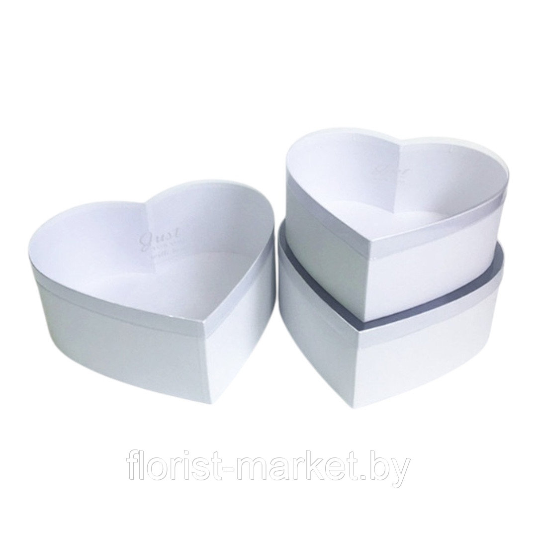 Набор коробок "Сердце" с прозр.крышкой, 3 шт., малый, белый
