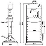 Пресс 30 т. с ручным и пневматическим приводом KraftWell арт. KRWPR30A, фото 2