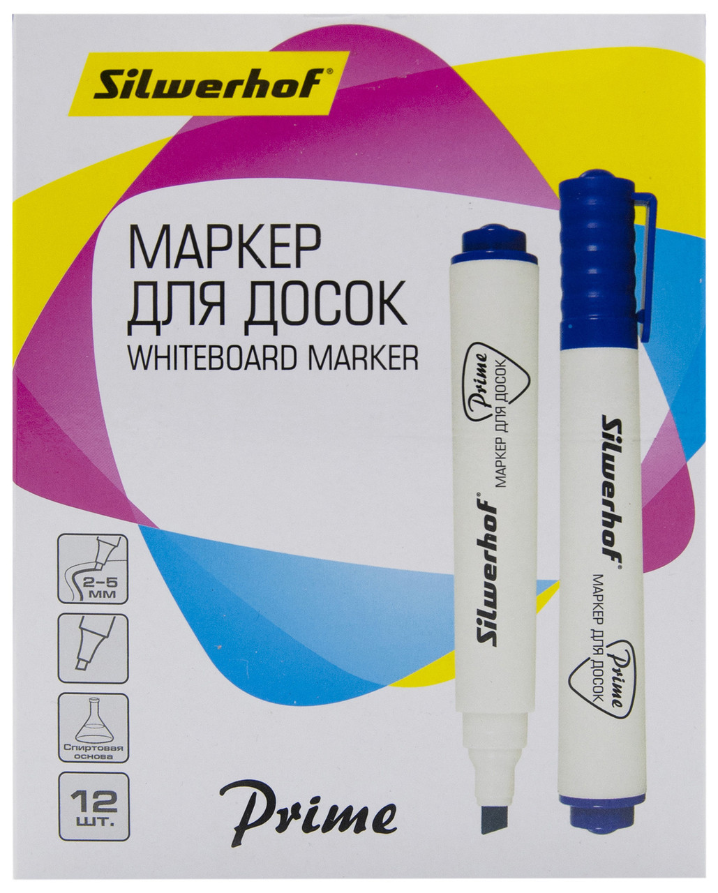 Маркер для досок Silwerhof Prime+ скошенный пиш. наконечник 2-5мм синий 1526249