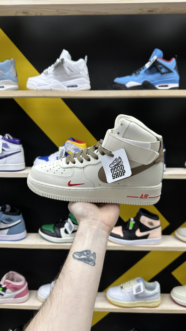 Кроссовки WNTR Nike Air Force 1 Mid Beige Brown Red