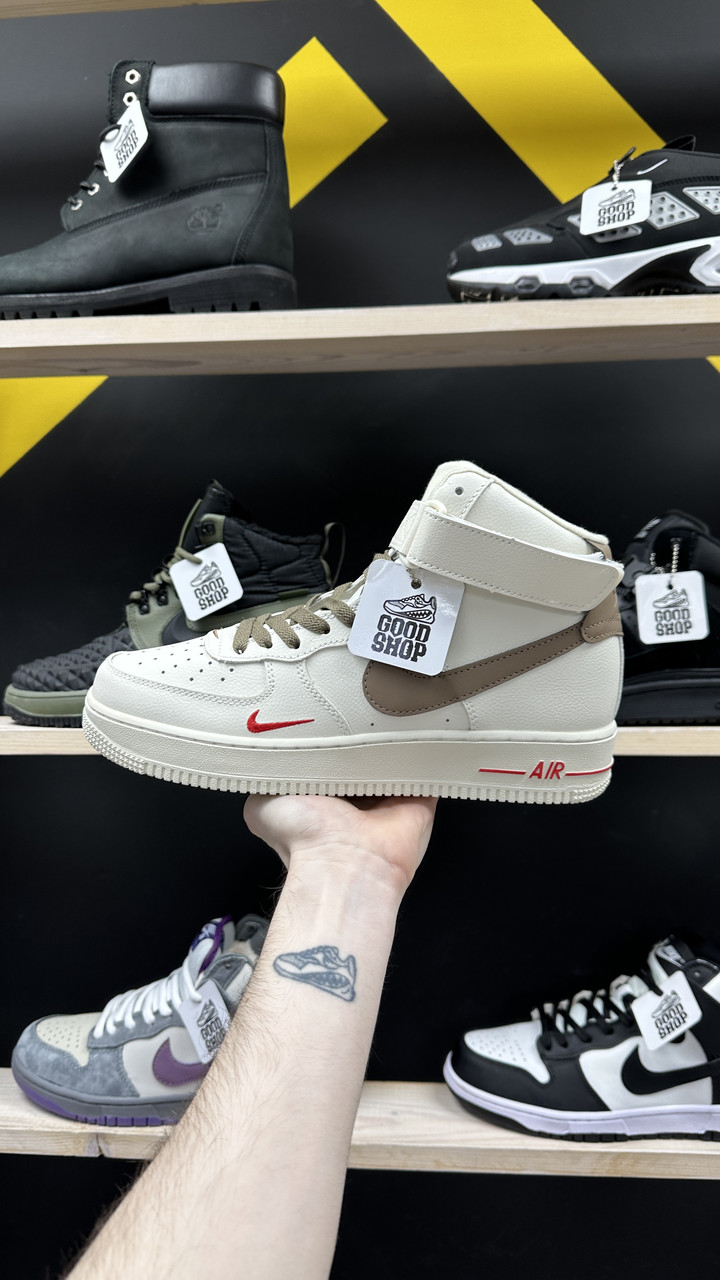 Кроссовки WNTR Nike Air Force 1 Mid Beige Brown Red