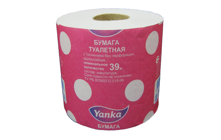 Бумага туалетная YANKA со втулкой, вес 155г, 70 м, РБ/40