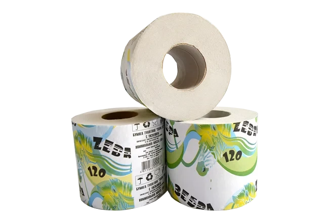 Бумага туалетная Zebra со втулкой, вес 120г, 56 м, РБ/32