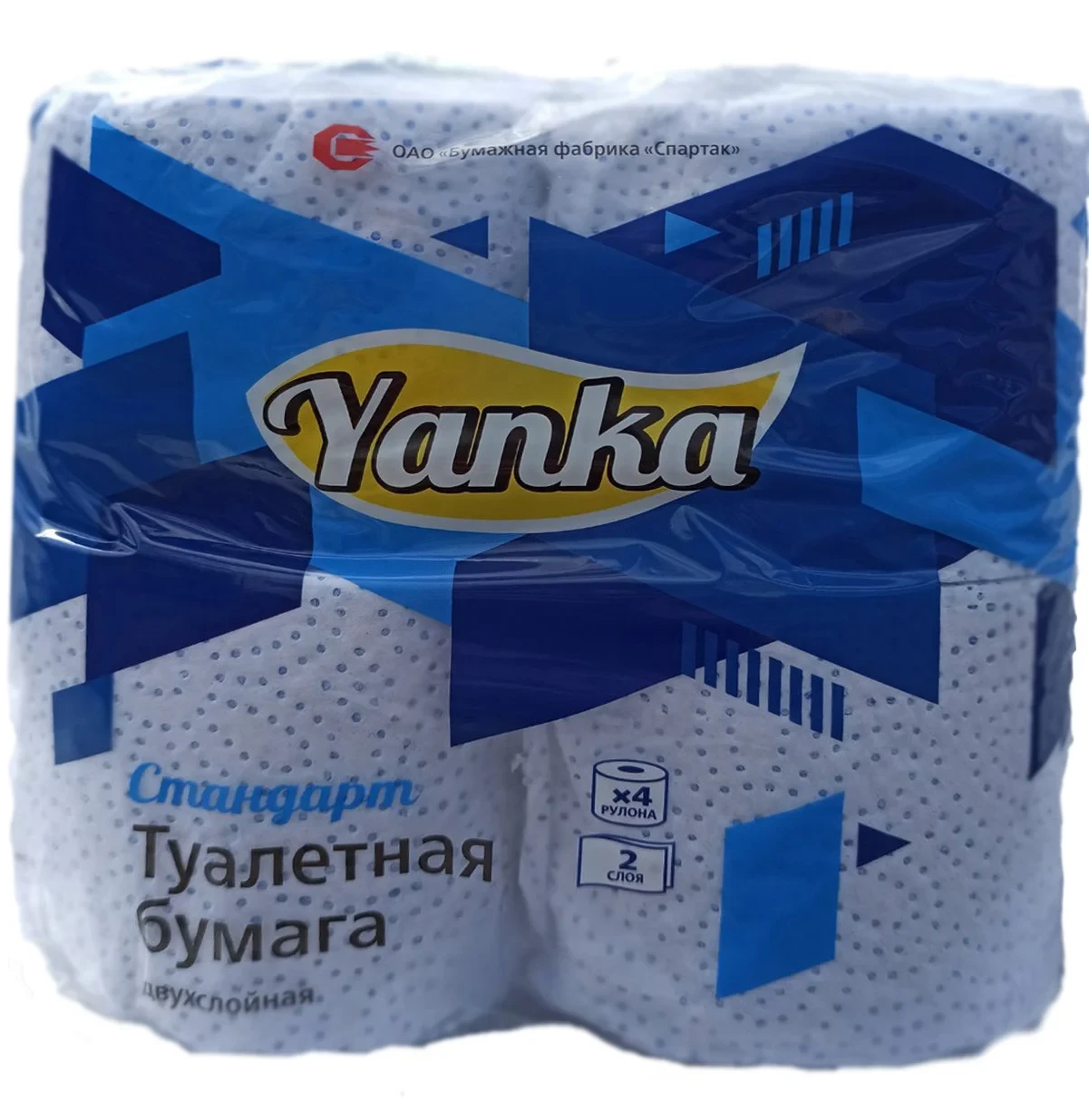 Бумага туалетная двухслойная ПРЕМИУМ YANKA, на втулке100% цел. 1*4 рулона, 17,25м, РБ/20